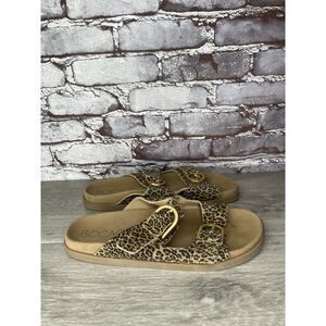Bocage Leopard Cheetah Print Buckle Straps Slides Sandals Women Sz 41EU/10.5M US